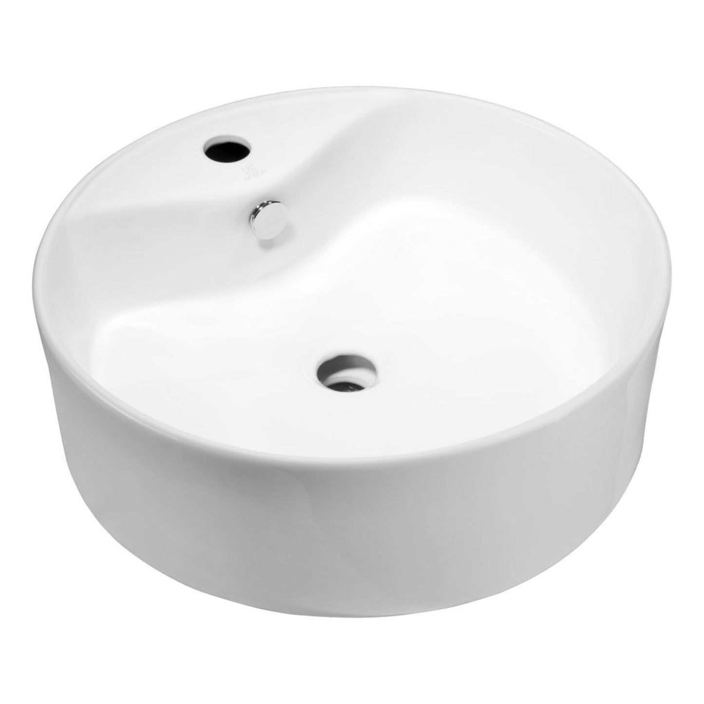 ANZZI Vitruvius Series 19" x 19" Single Hole Round Glossy White Vessel Sink With Built-In Overflow