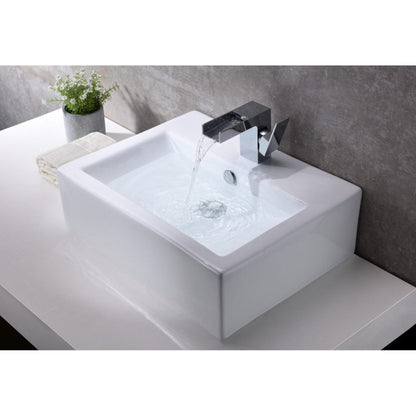 ANZZI Vitruvius Series 21" x 16" Single Hole Rectangular Glossy White Vessel Sink With Built-In Overflow