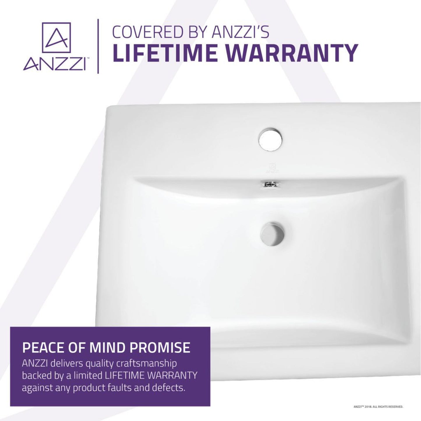 ANZZI Vitruvius Series 21" x 17" Single Hole Rectangular Glossy White Vessel Sink With Built-In Overflow