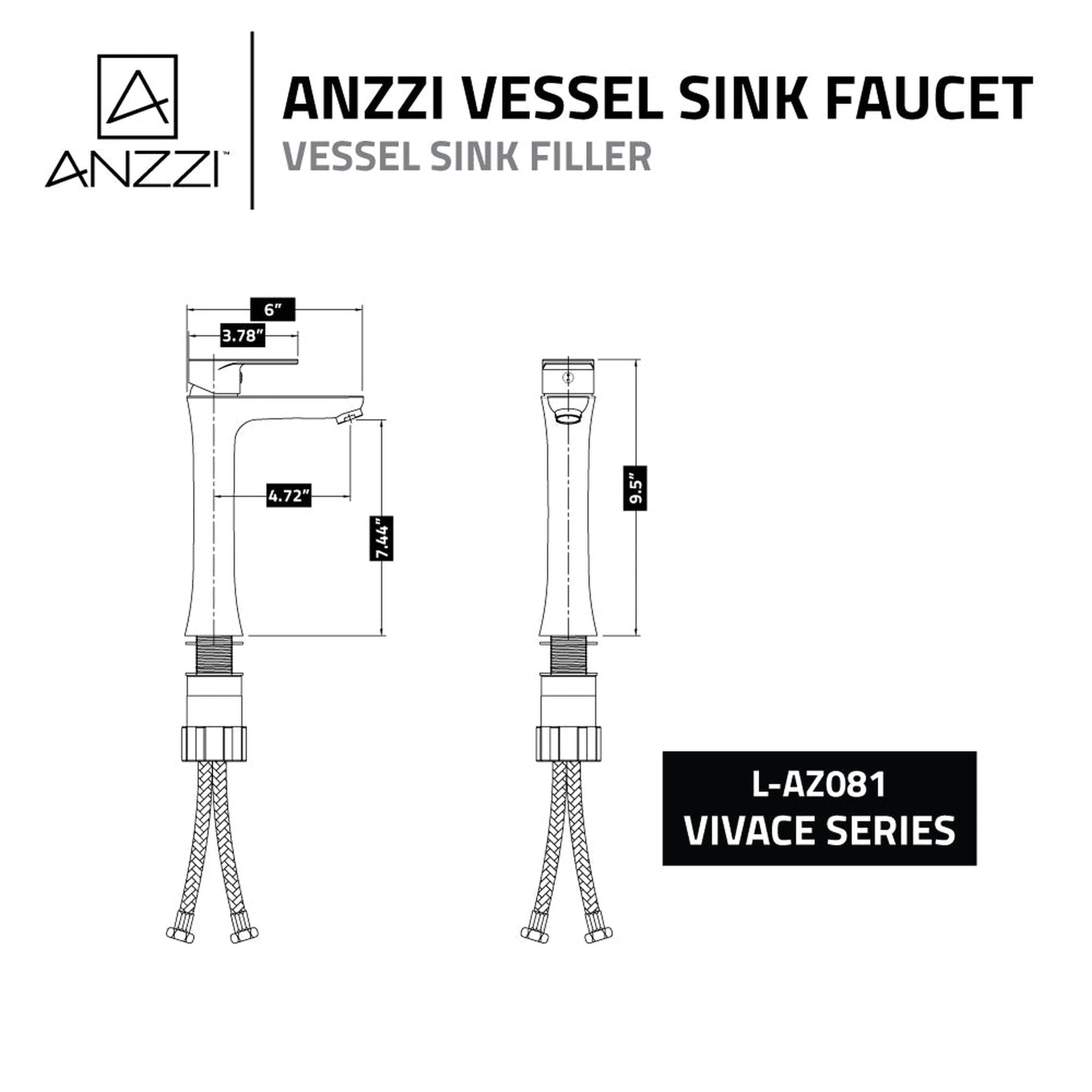 ANZZI Vivace Series 7" Single Hole Polished Chrome Bathroom Sink Faucet