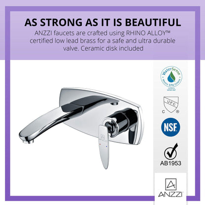 ANZZI Voce Series 7" Single Hole Polished Chrome Bathroom Sink Faucet