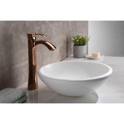 ANZZI Warika Series 16" x 16" Round Glossy White Deco-Glass Vessel Sink With Polished Chrome Pop-Up Drain