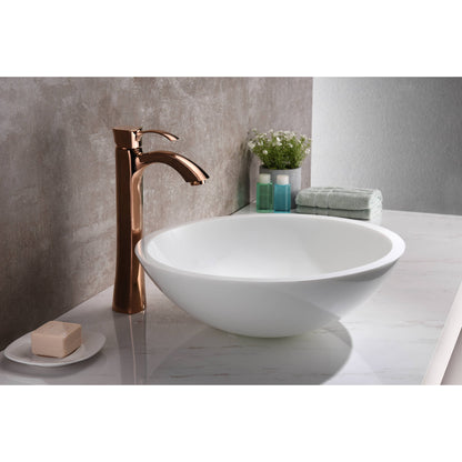 ANZZI Warika Series 17" x 17" Round Glossy White Deco-Glass Vessel Sink With Polished Chrome Pop-Up Drain