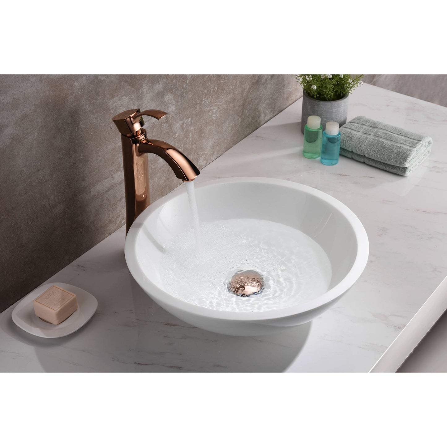 ANZZI Warika Series 17" x 17" Round Glossy White Deco-Glass Vessel Sink With Polished Chrome Pop-Up Drain