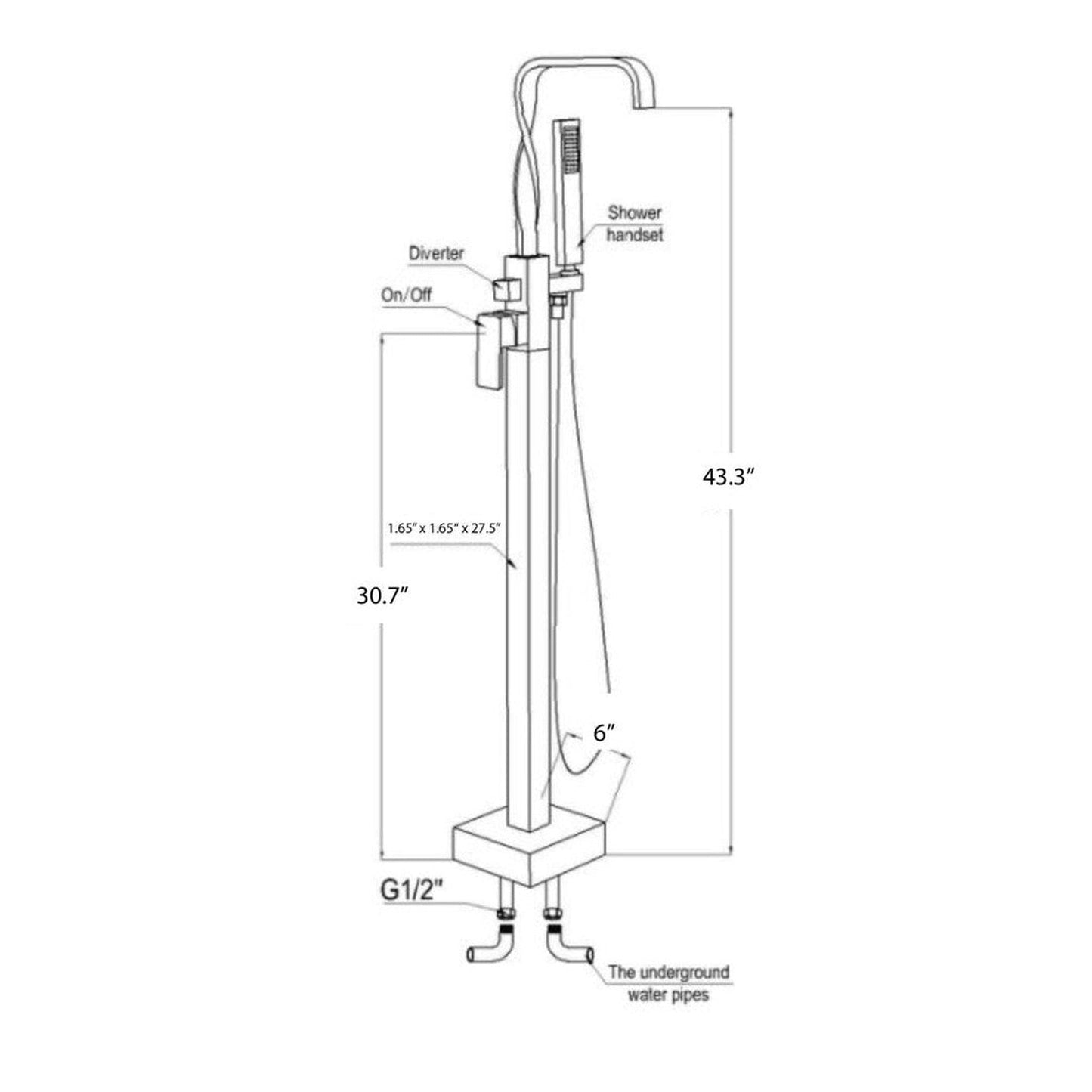 ANZZI Yosemite Series 2-Handle Brushed Nickel Clawfoot Tub Faucet With Euro-Grip Handheld Sprayer