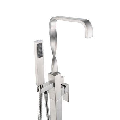 ANZZI Yosemite Series 2-Handle Brushed Nickel Clawfoot Tub Faucet With Euro-Grip Handheld Sprayer