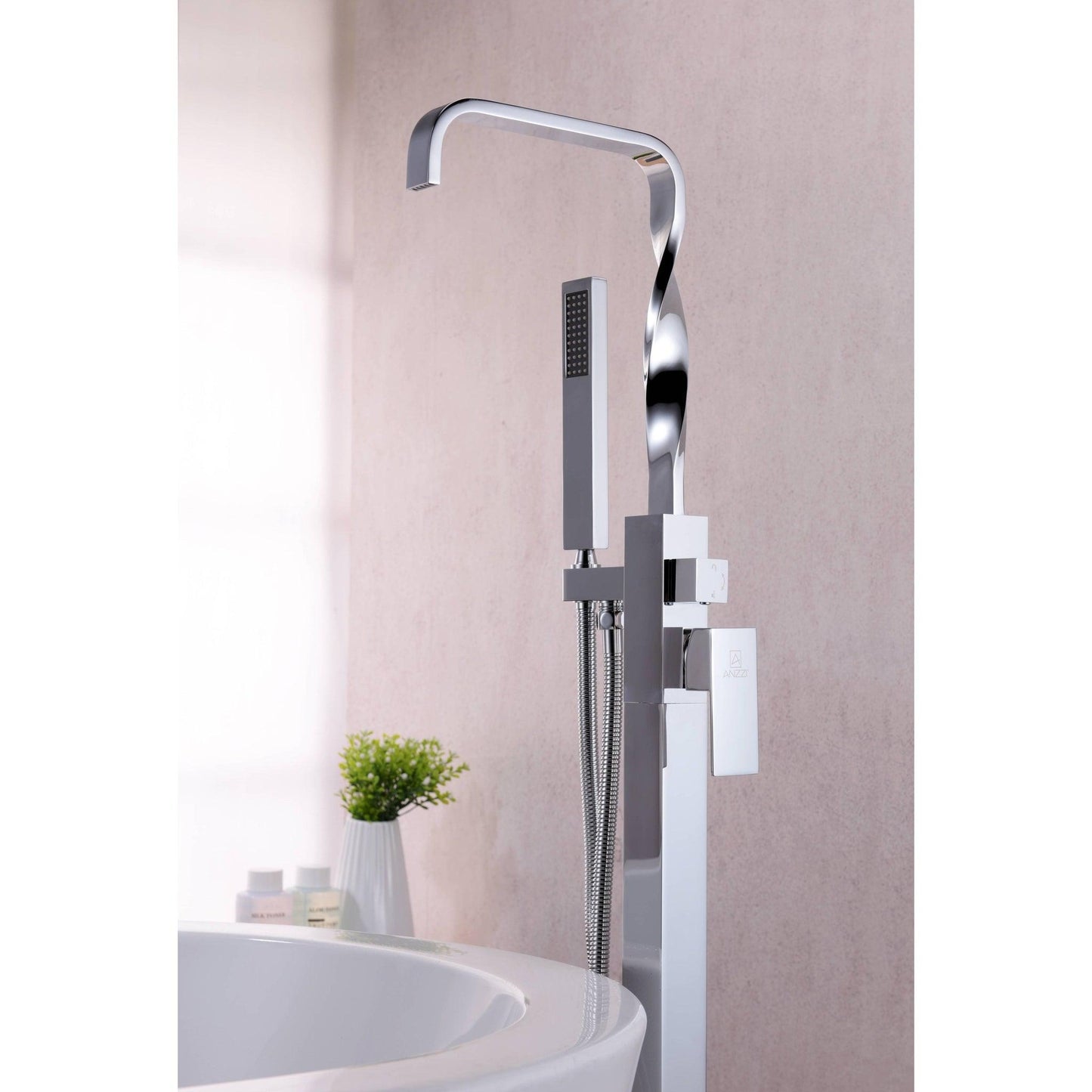 ANZZI Yosemite Series 2-Handle Polished Chrome Clawfoot Tub Faucet With Euro-Grip Handheld Sprayer