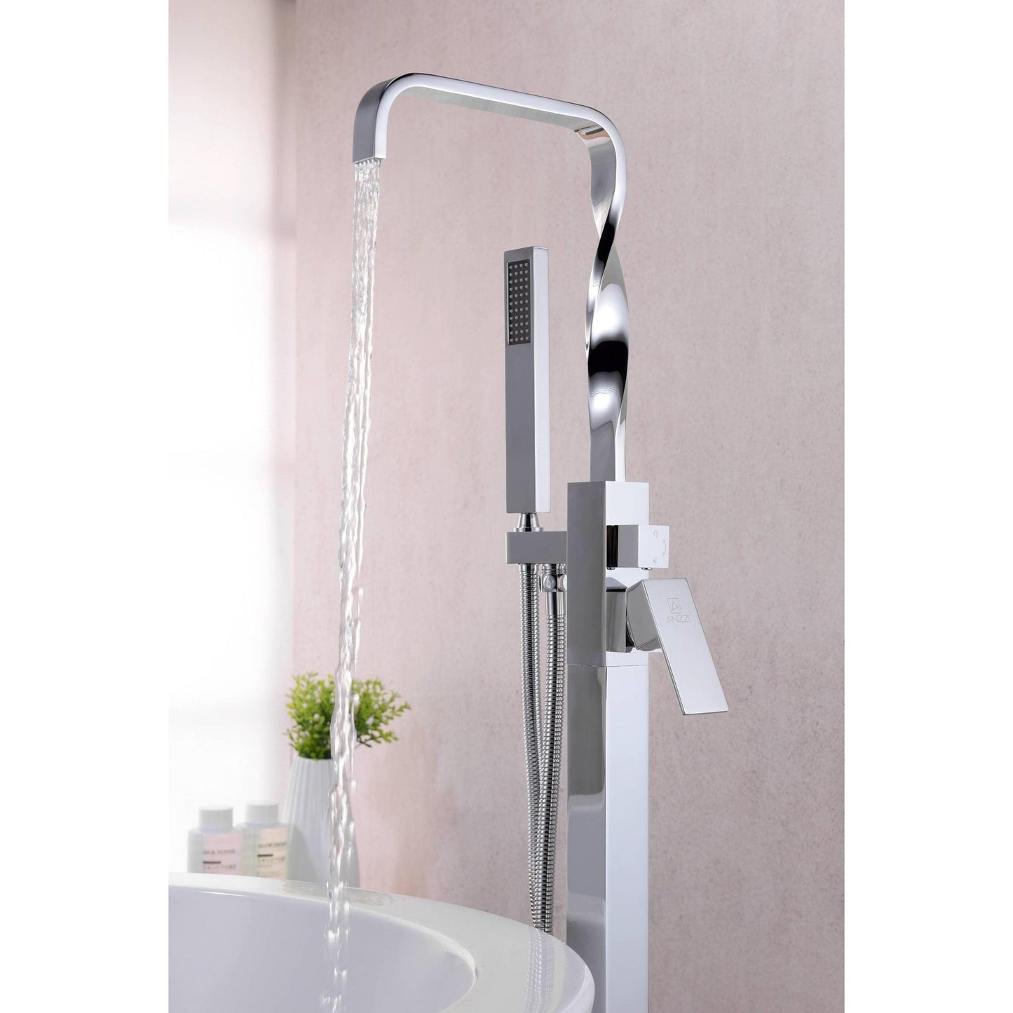 ANZZI Yosemite Series 2-Handle Polished Chrome Clawfoot Tub Faucet With Euro-Grip Handheld Sprayer