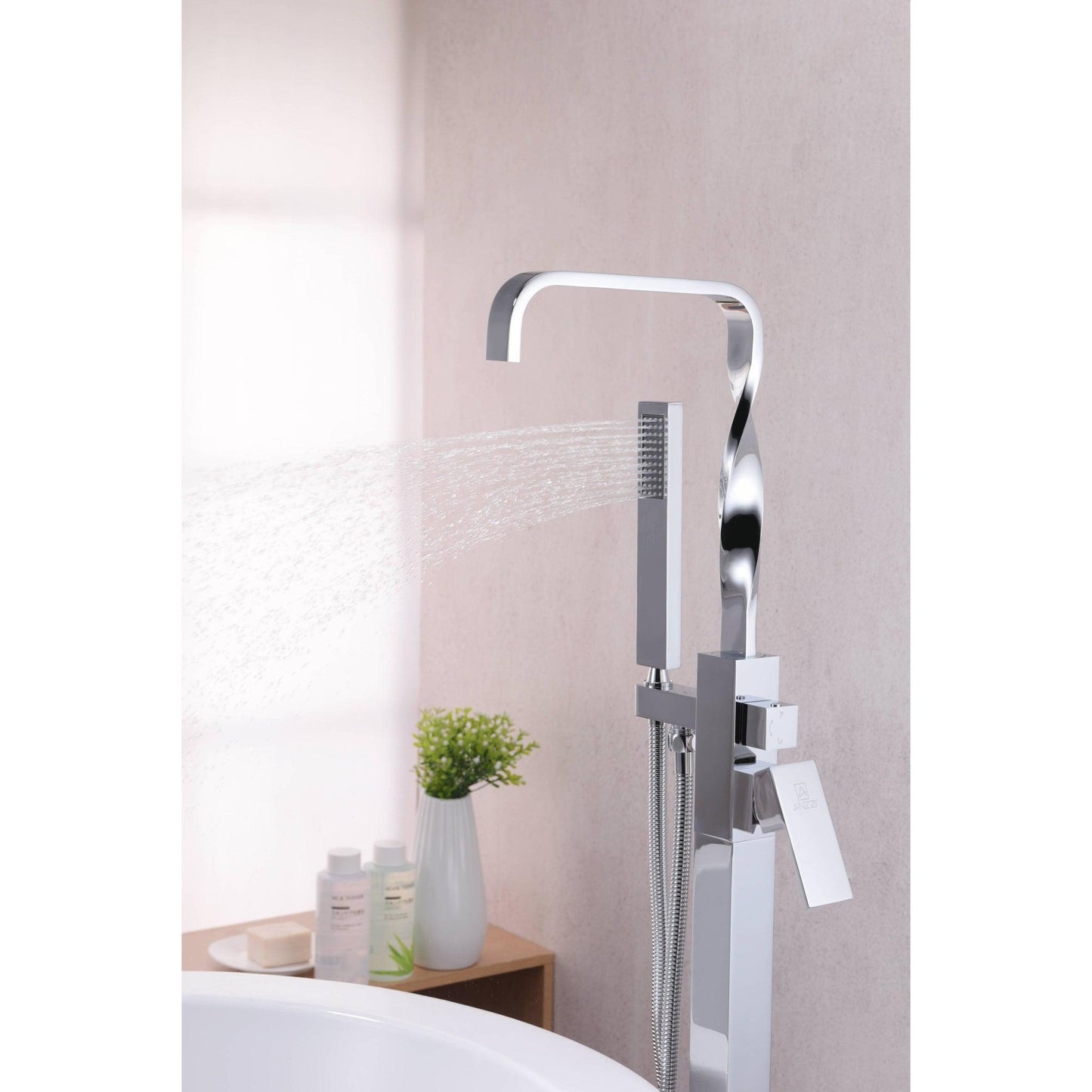 ANZZI Yosemite Series 2-Handle Polished Chrome Clawfoot Tub Faucet With Euro-Grip Handheld Sprayer