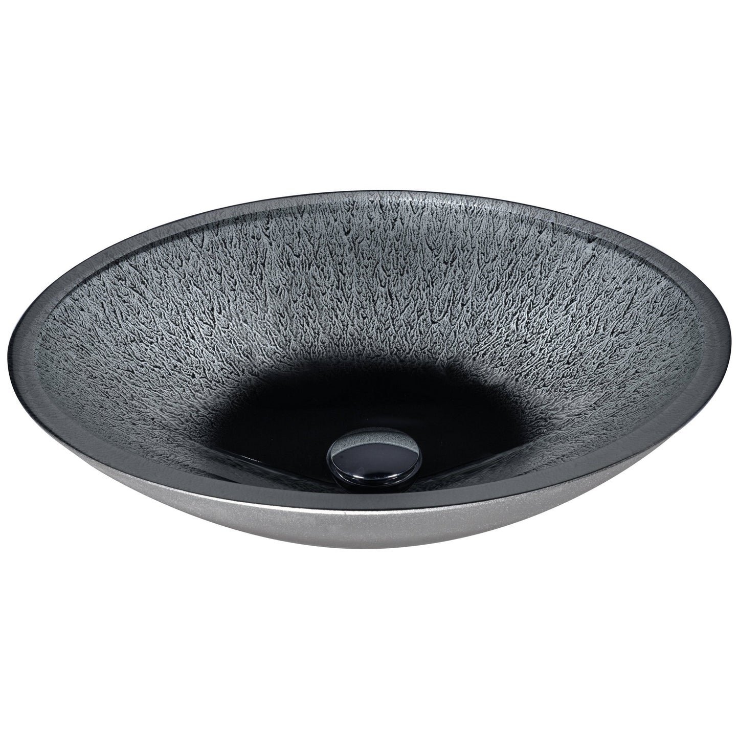 ANZZI Zebedia Series 20" x 16" Oval Shaped Blue Deco-Glass Vessel Sink With Polished Chrome Pop-Up Drain