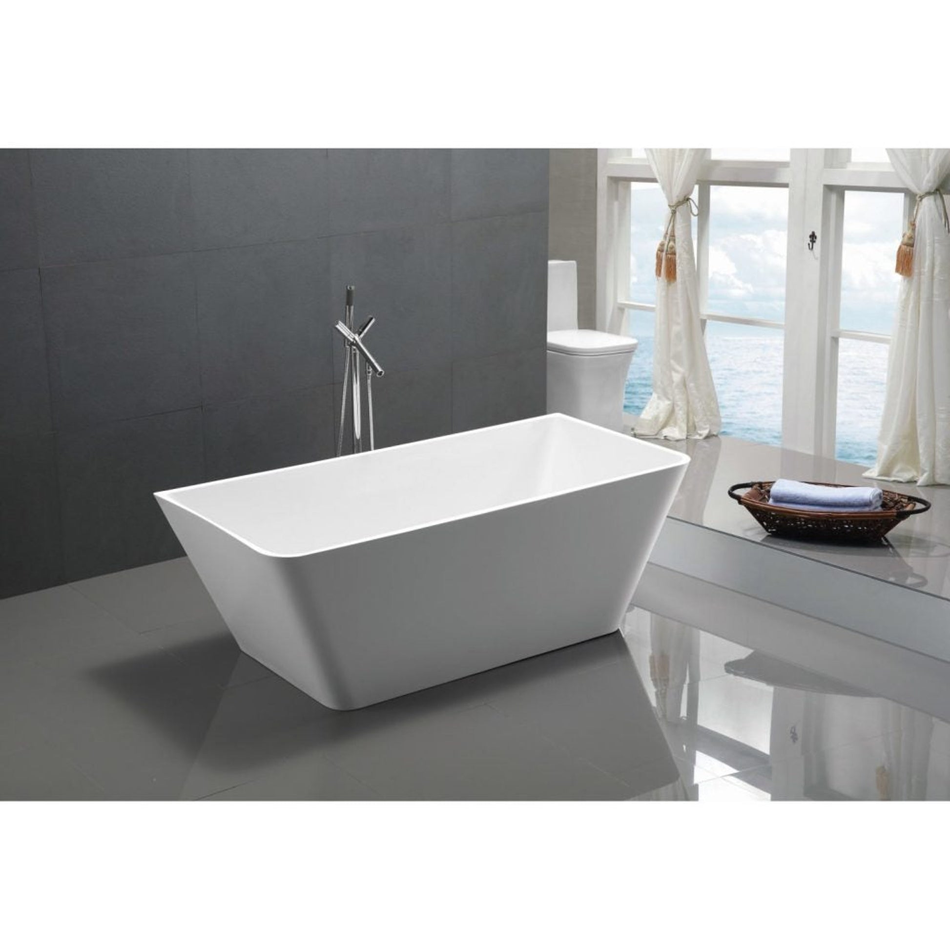 ANZZI Zenith Series 67" x 32" Glossy White Freestanding Bathtub With Built-In Overflow and Pop-Up Drain