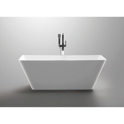 ANZZI Zenith Series 67" x 32" Glossy White Freestanding Bathtub With Built-In Overflow and Pop-Up Drain