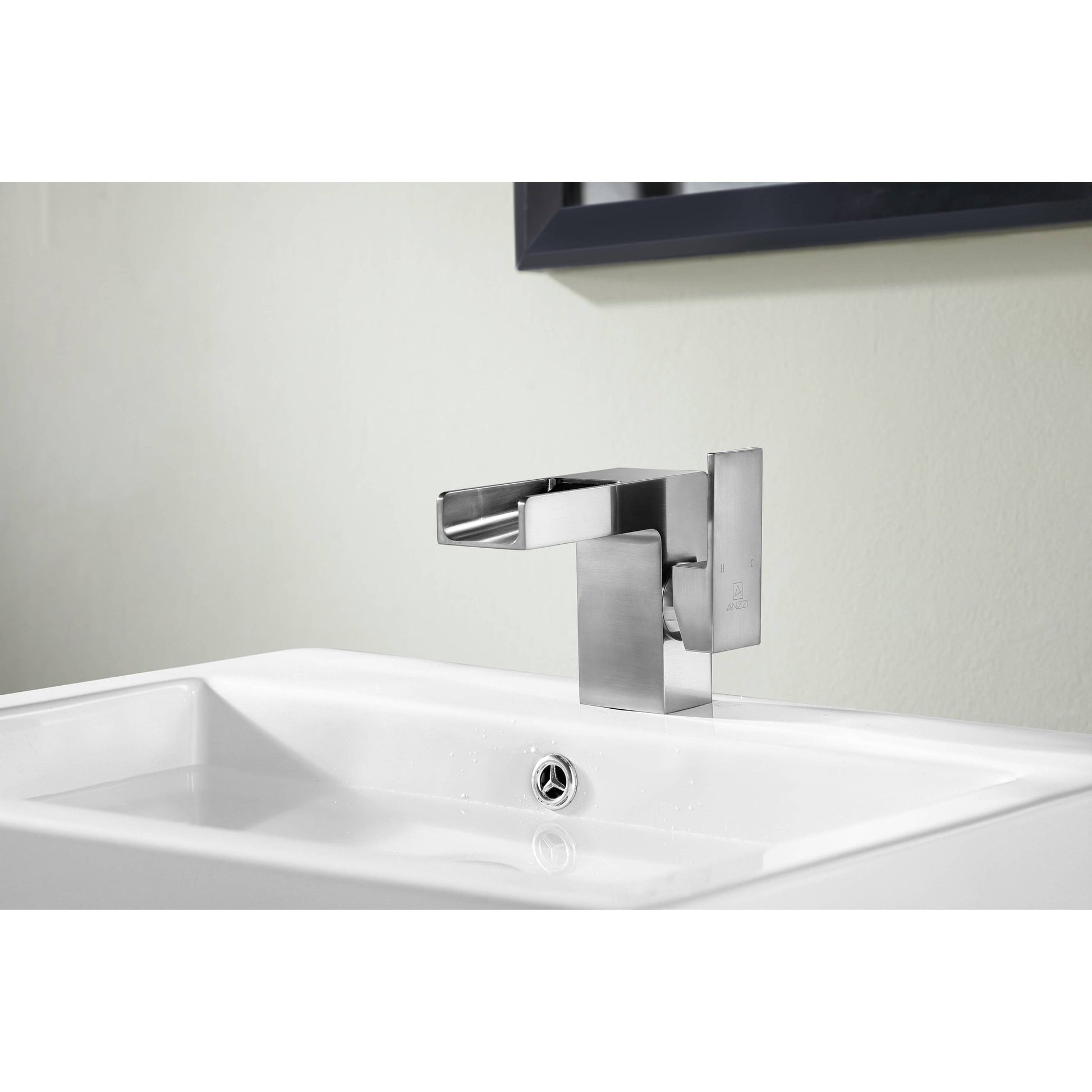 ANZZI Zhona Series 5" Single Hole Brushed Nickel Low-Arc Bathroom Sink Faucet