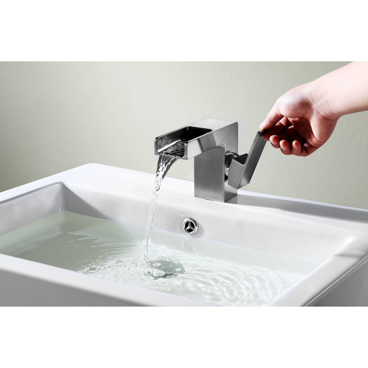 ANZZI Zhona Series 5" Single Hole Brushed Nickel Low-Arc Bathroom Sink Faucet
