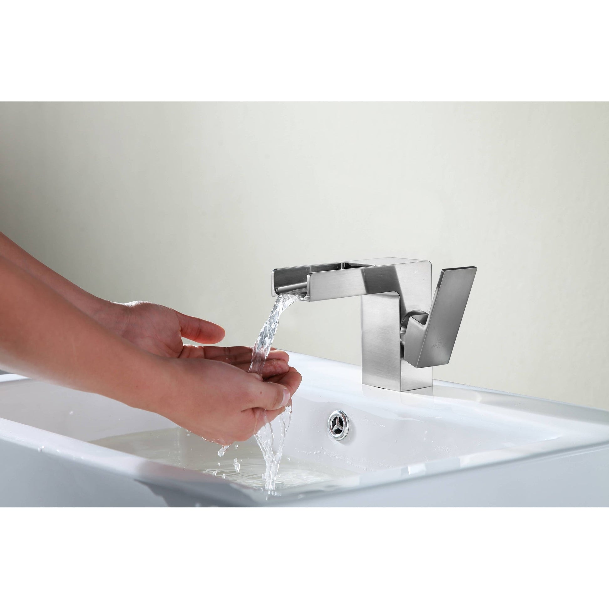 ANZZI Zhona Series 5" Single Hole Brushed Nickel Low-Arc Bathroom Sink Faucet