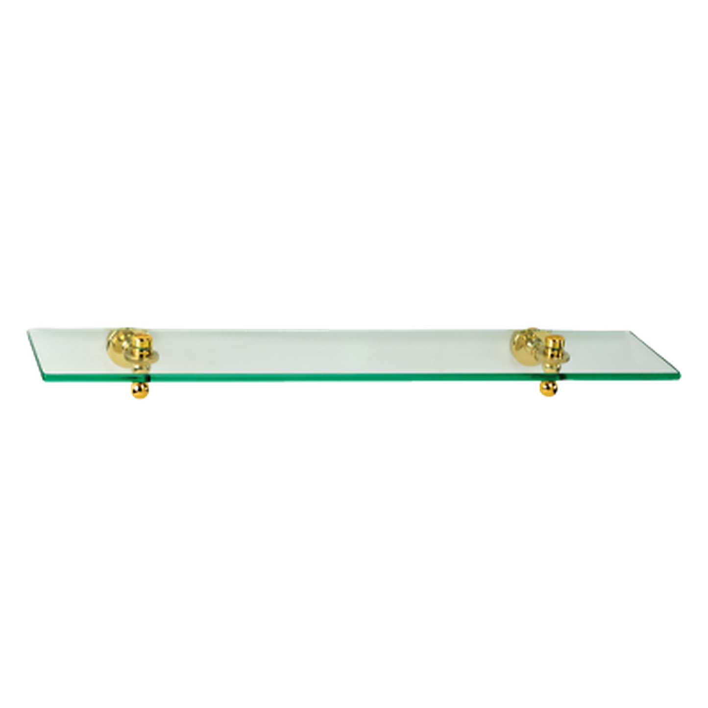 Afina 24" 3/8" Thick Tempered Glass Shelf With Polished Brass Mounting Bracket and Brass Decorative Gear Style