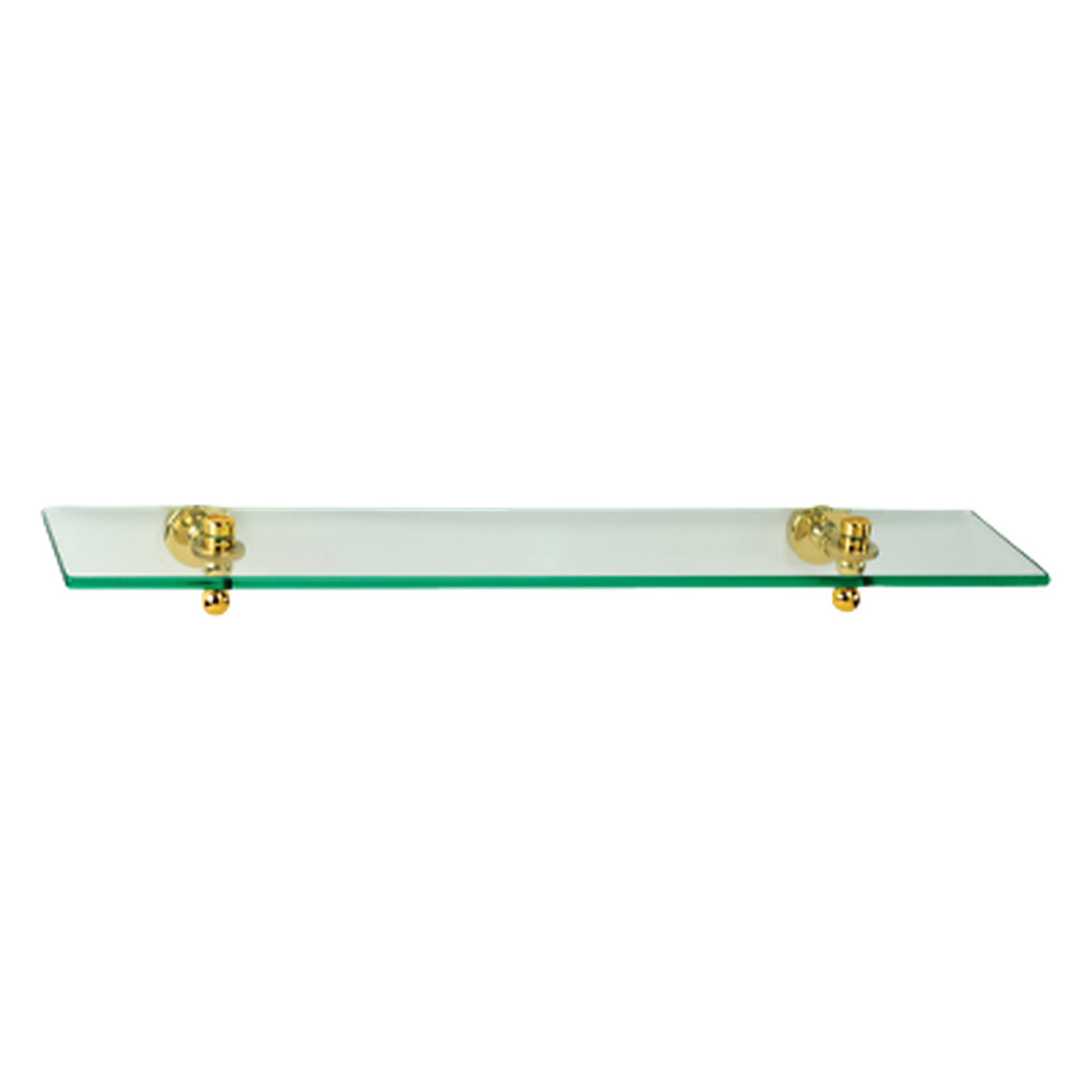 Afina 24" 3/8" Thick Tempered Glass Shelf With Polished Chrome Mounting Bracket and Brass Decorative Gear Style