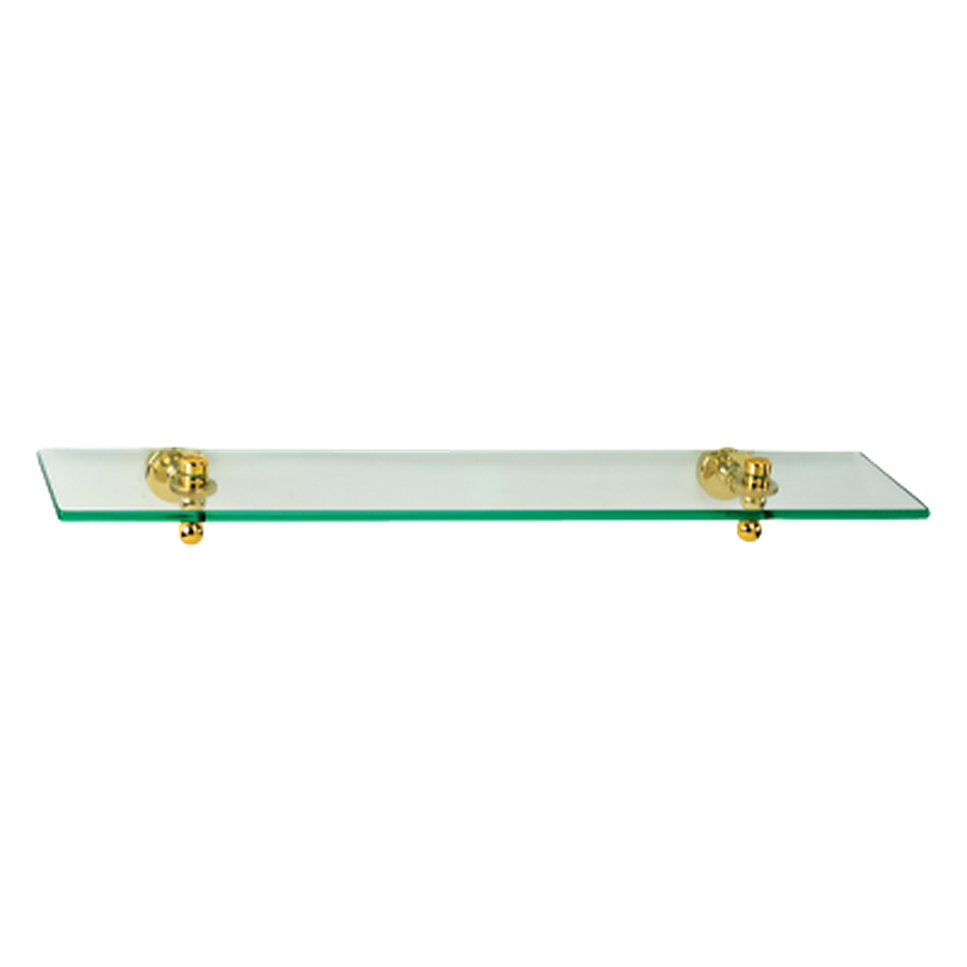 Afina 24" 3/8" Thick Tempered Glass Shelf With Satin Nickel Mounting Bracket and Brass Decorative Gear Style