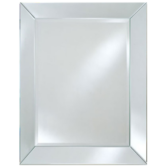 Afina 24" x 30" Radiance Venetian Rectangular Cut Glass and Etched Wall Mirror