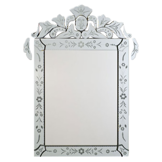 Afina 26" x 36" Radiance Venetian Rectangular Cut Glass and Etched Wall Mirror