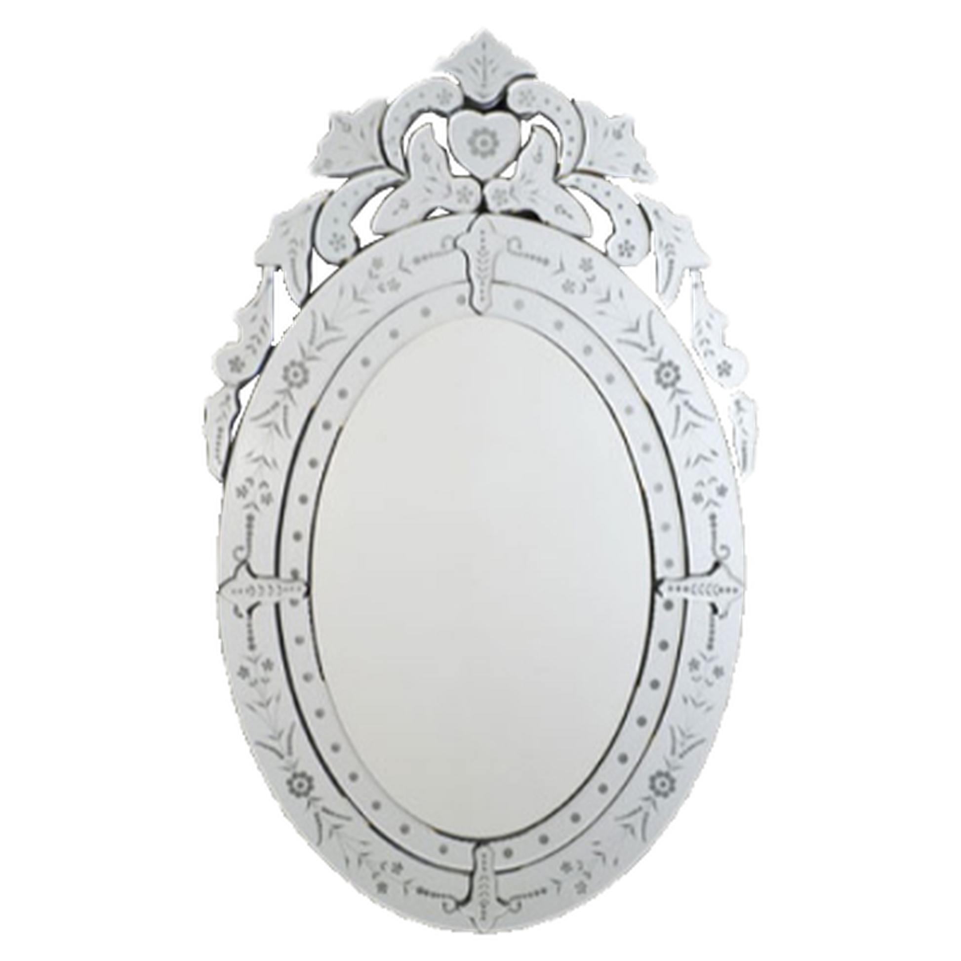 Afina 26" x 41" Radiance Venetian Oval Cut Glass and Etched Wall Mirror