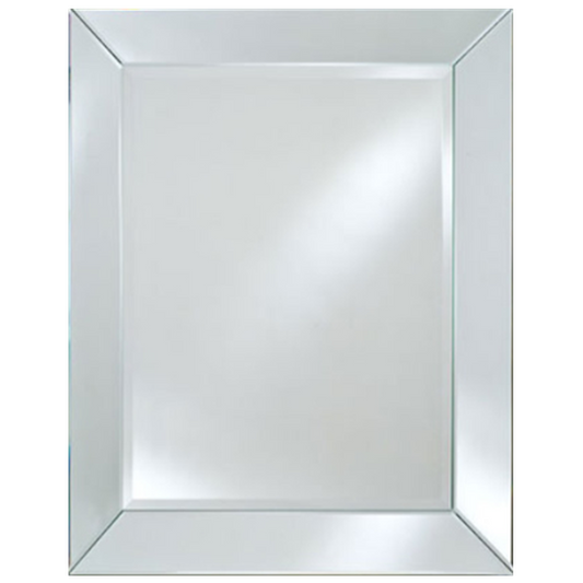 Afina 42" x 34" Radiance Venetian Rectangular Cut Glass and Etched Wall Mirror