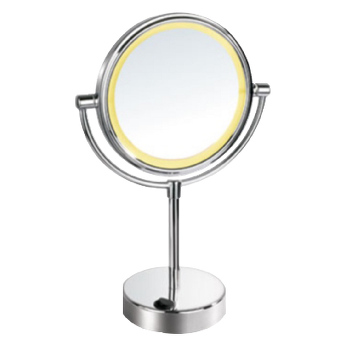 Afina 7" Polished Chrome 5X Magnification Round Battery Operated Double Sided Lighted Table Makeup Mirror