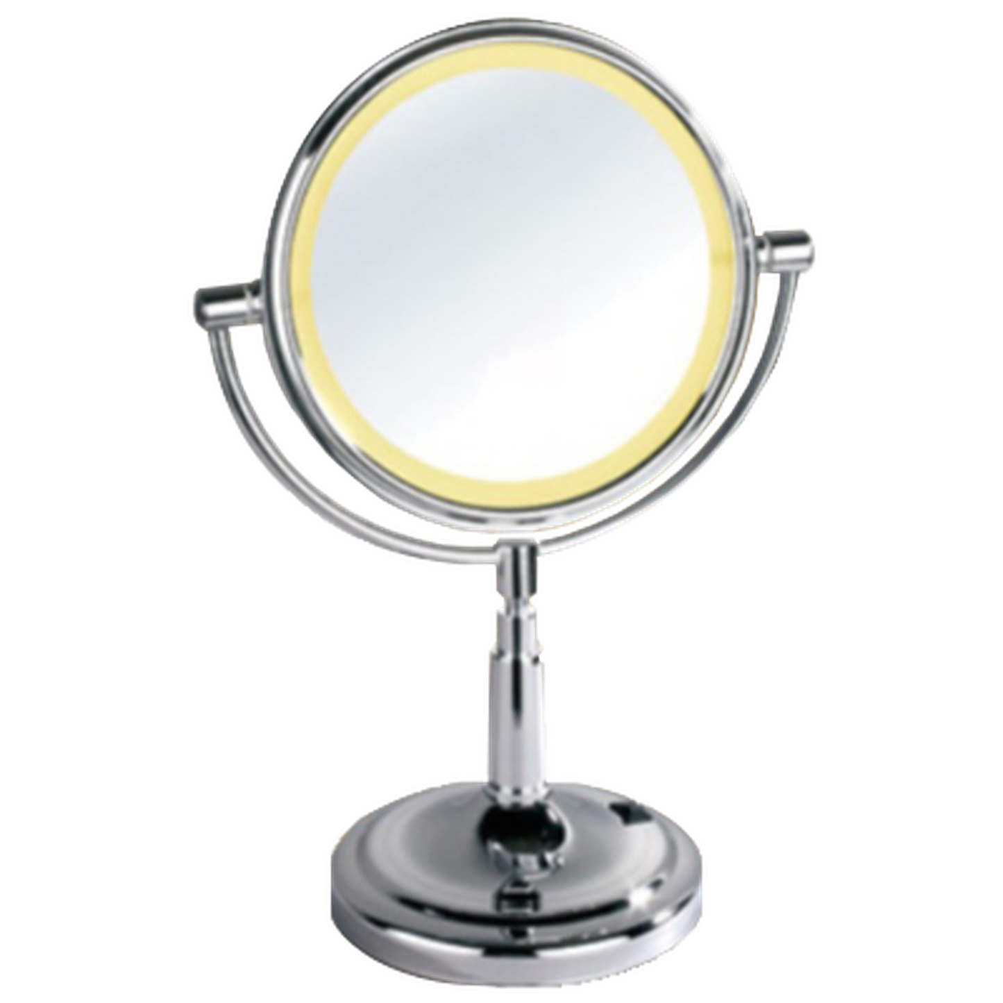 Afina 8" Polished Chrome 5X Magnification Round Battery Operated Double Sided Lighted Table Makeup Mirror