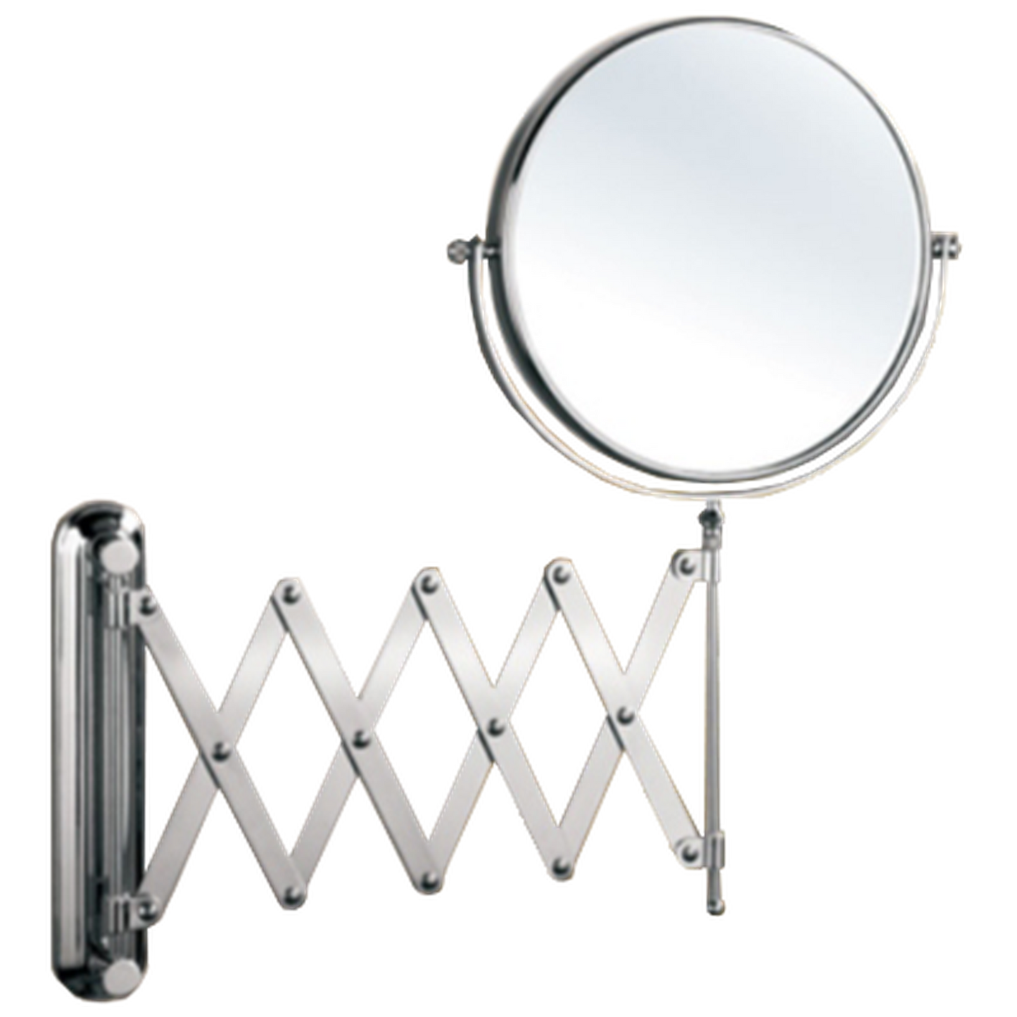 Afina 8" Polished Chrome Round Scissor Design Double Sided Wall Mount Makeup Mirror