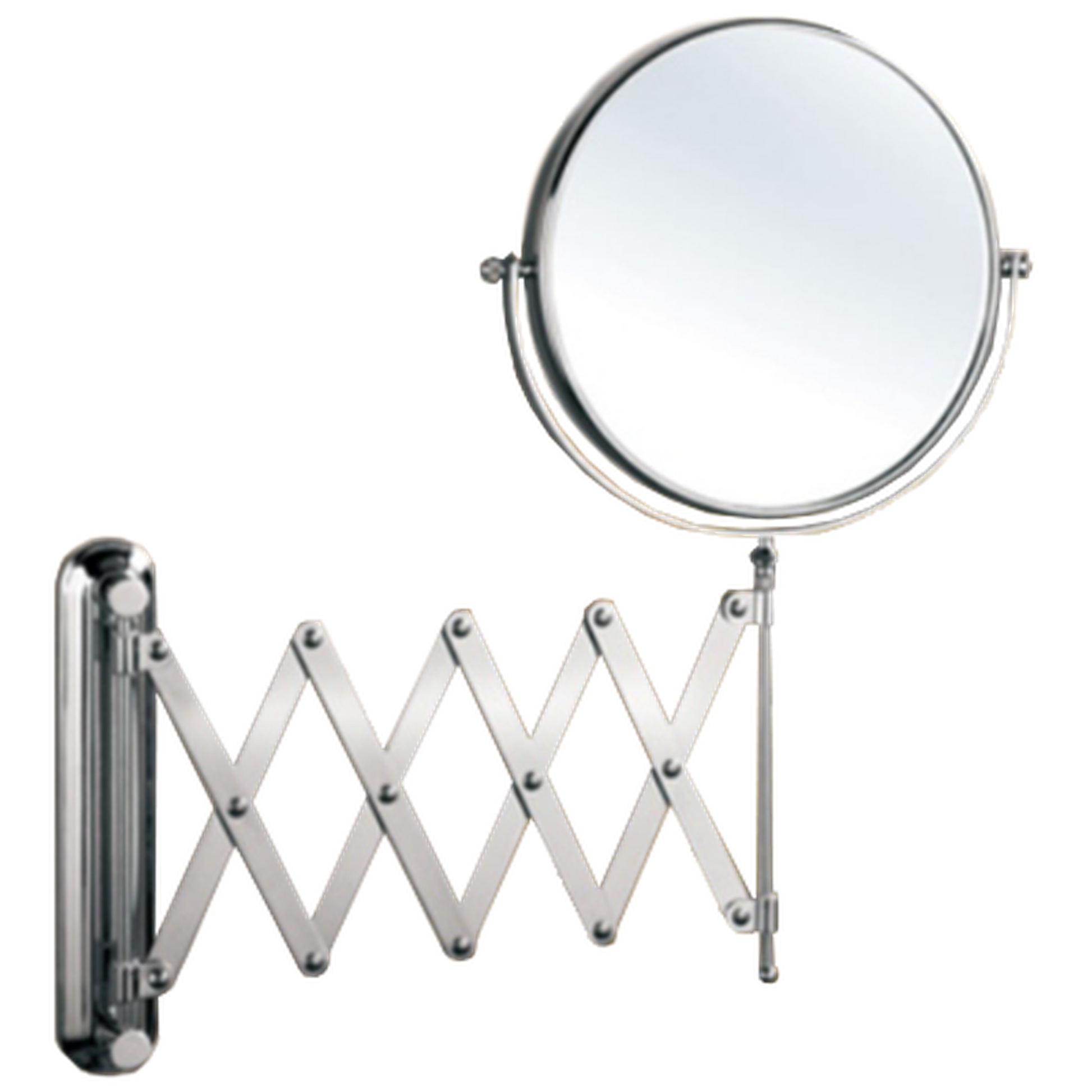 Afina 8" Polished Chrome Round Scissor Design Double Sided Wall Mount Makeup Mirror