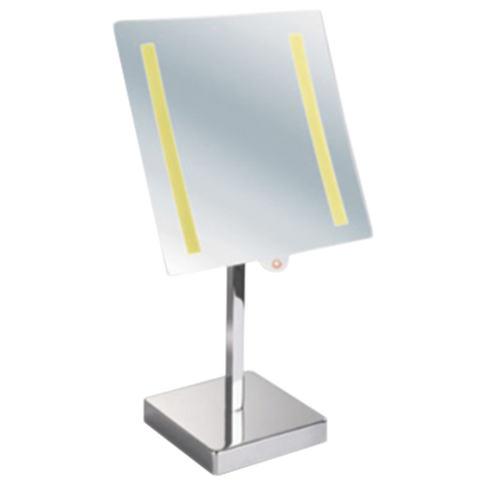 Afina 8" x 8" Polished Chrome 5X Magnification Battery Operated Lighted Table Makeup Mirror