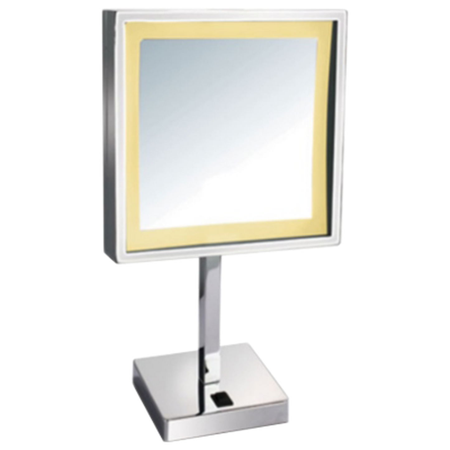 Afina 8" x 8" Polished Chrome 5X Magnification Square Lighted Table Makeup Mirror
