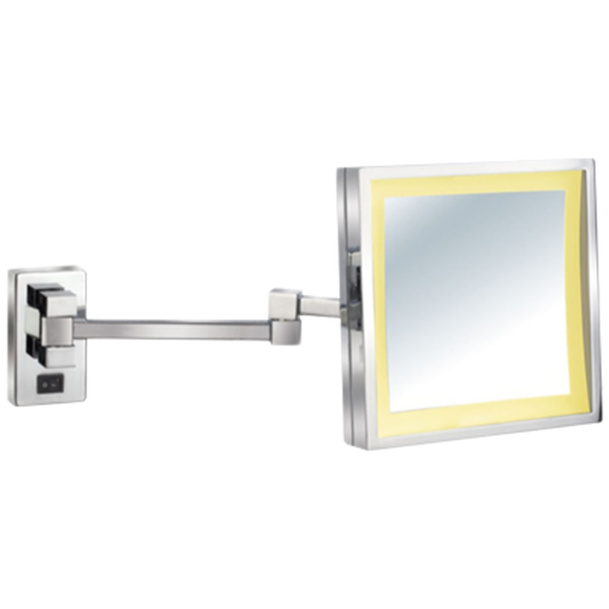 Afina 8" x 8" Polished Chrome 5X Magnification Square Lighted Wall Mount Makeup Mirror