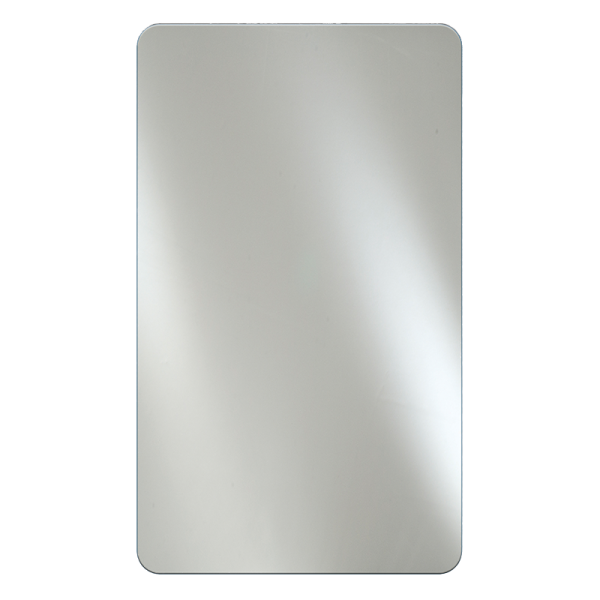 Afina Basix 16" x 26" Single Door Satin Gray Anodized Aluminum Construction Frameless Polished Edge Radius Medicine Cabinet