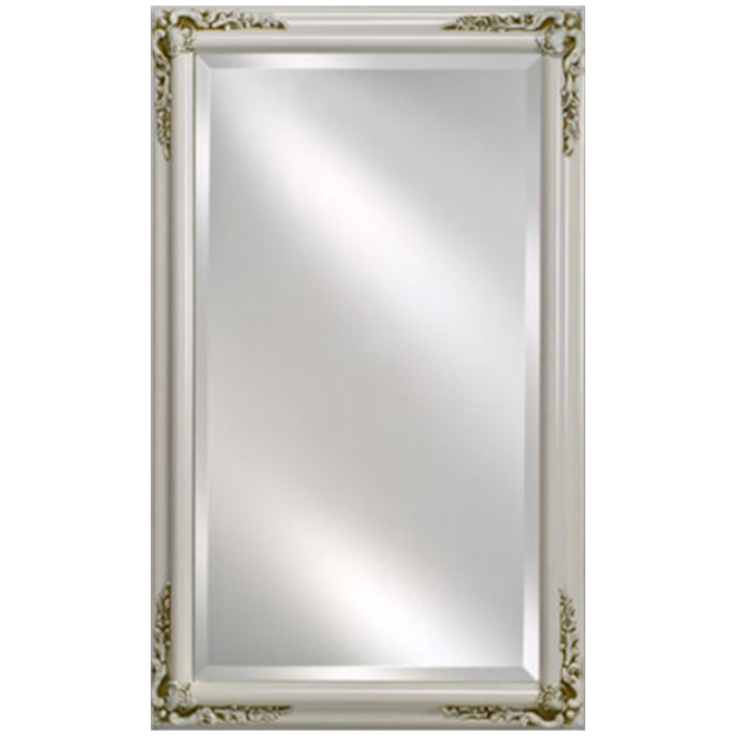 Afina Estate 24" x 30" Antique White Distinctive Wood Framed With 1" Bevel Mirror