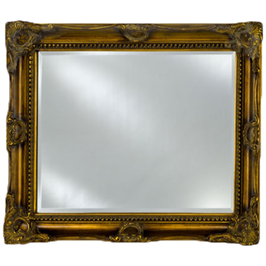 Afina Estate 28" x 34" Antique Burnished Gold Vanderbilt Royale Frame With 1" Bevel Mirror