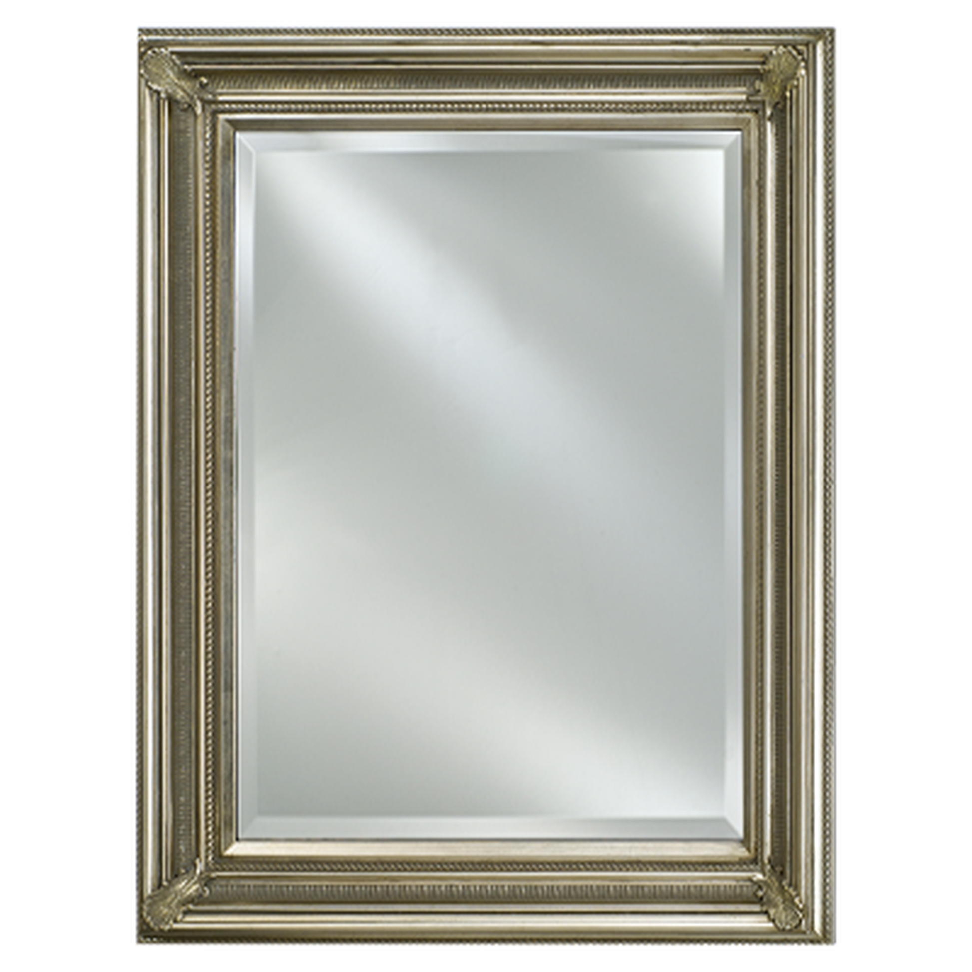 Afina Estate 28" x 34" Antique Silver Distinctive Wood Framed With 1" Bevel Mirror