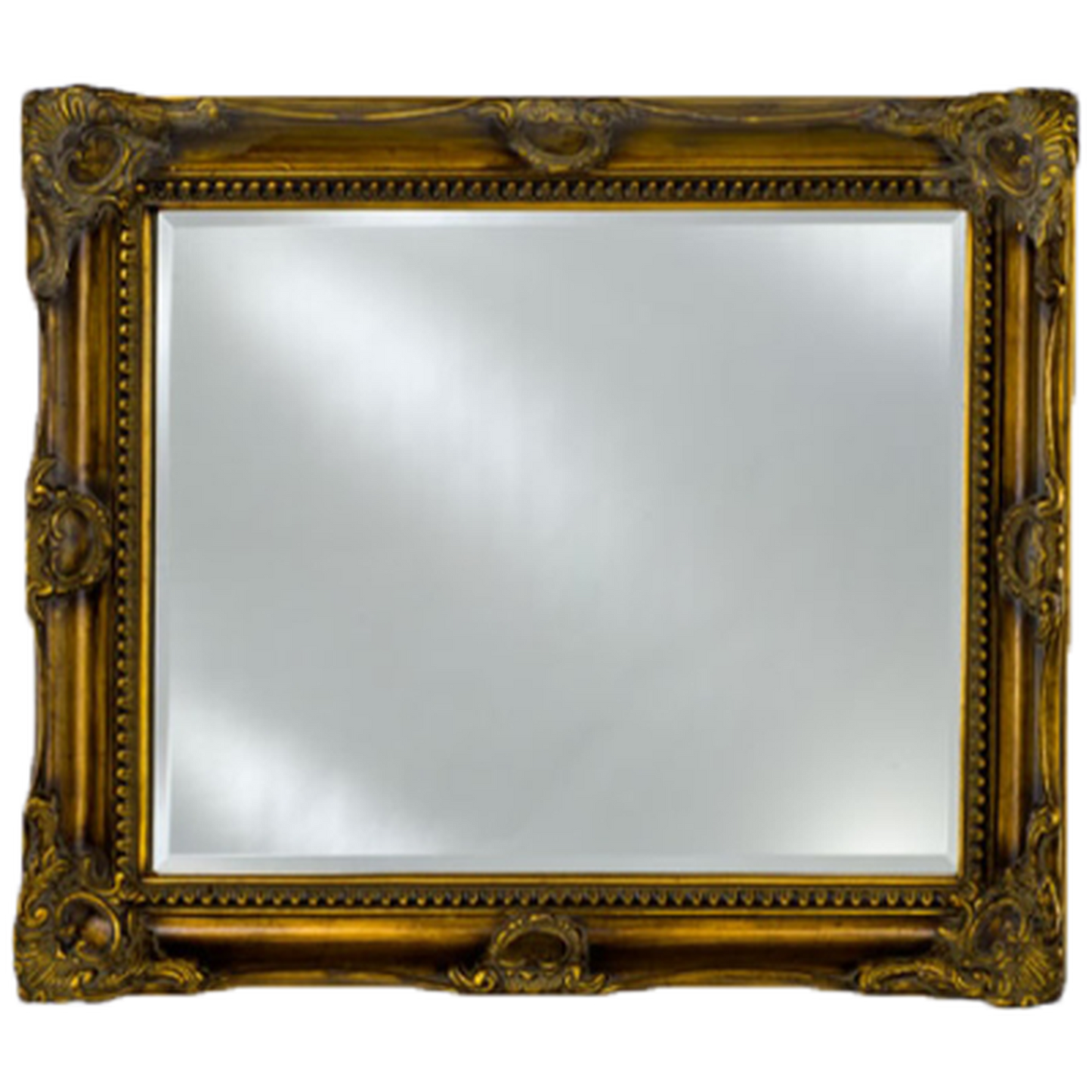 Afina Estate 42" x 34" Antique Burnished Gold Vanderbilt Royale Frame With 1" Bevel Mirror