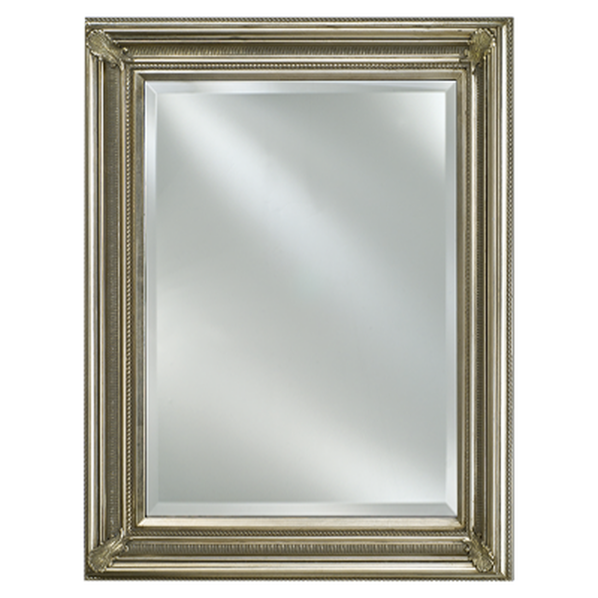 Afina Estate 42" x 34" Antique Silver Distinctive Wood Framed With 1" Bevel Mirror