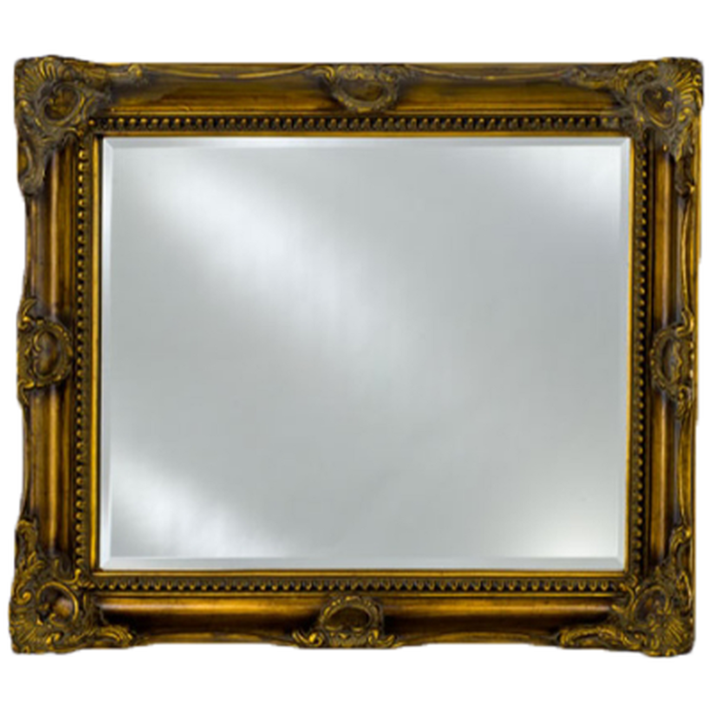 Afina Estate 51" x 40" Antique Burnished Gold Vanderbilt Royale Frame With 1" Bevel Mirror