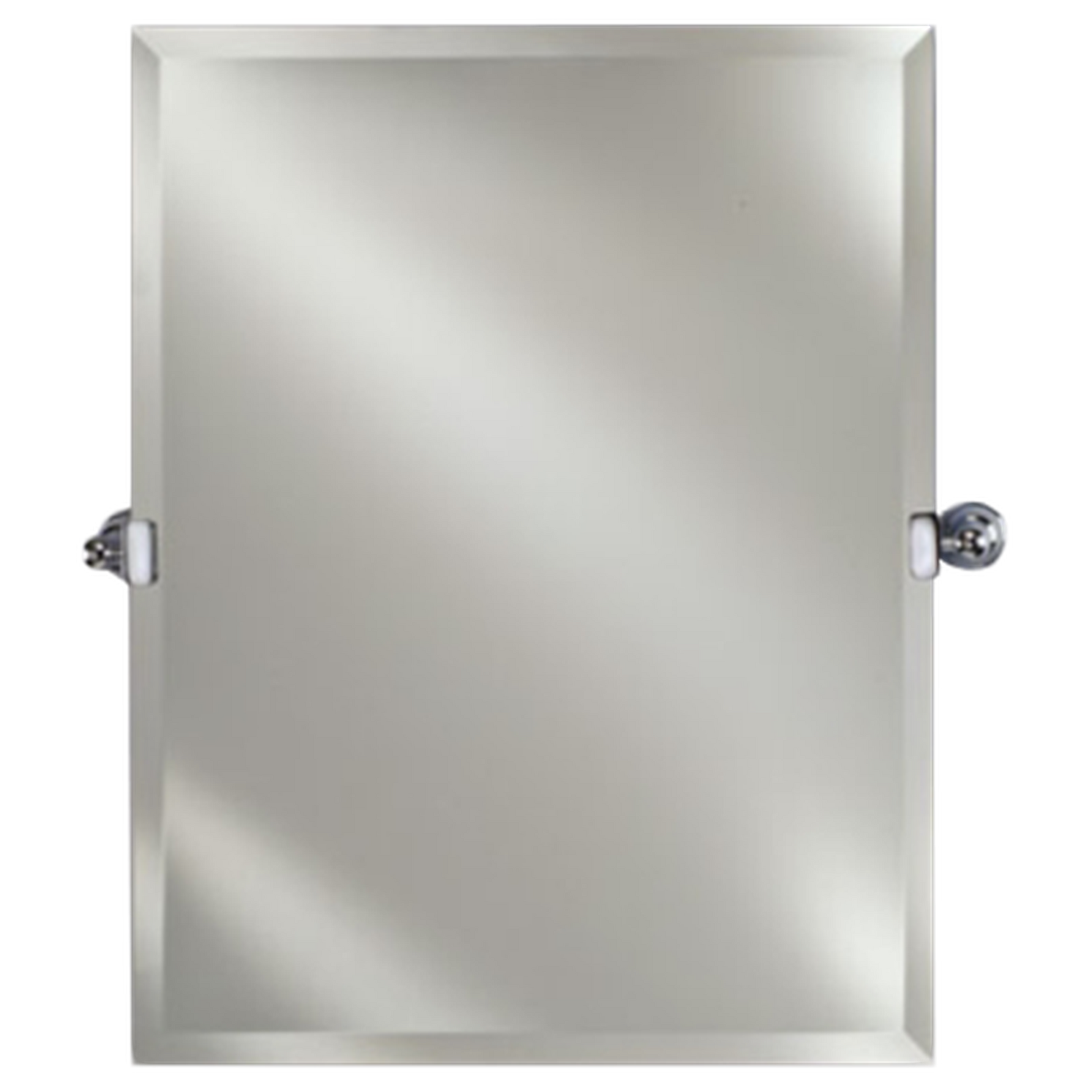 Afina Radiance 16" x 22" Rectangular Frameless Beveled Wall Mirror With Polished Chrome Contemporary Tilt Bracket