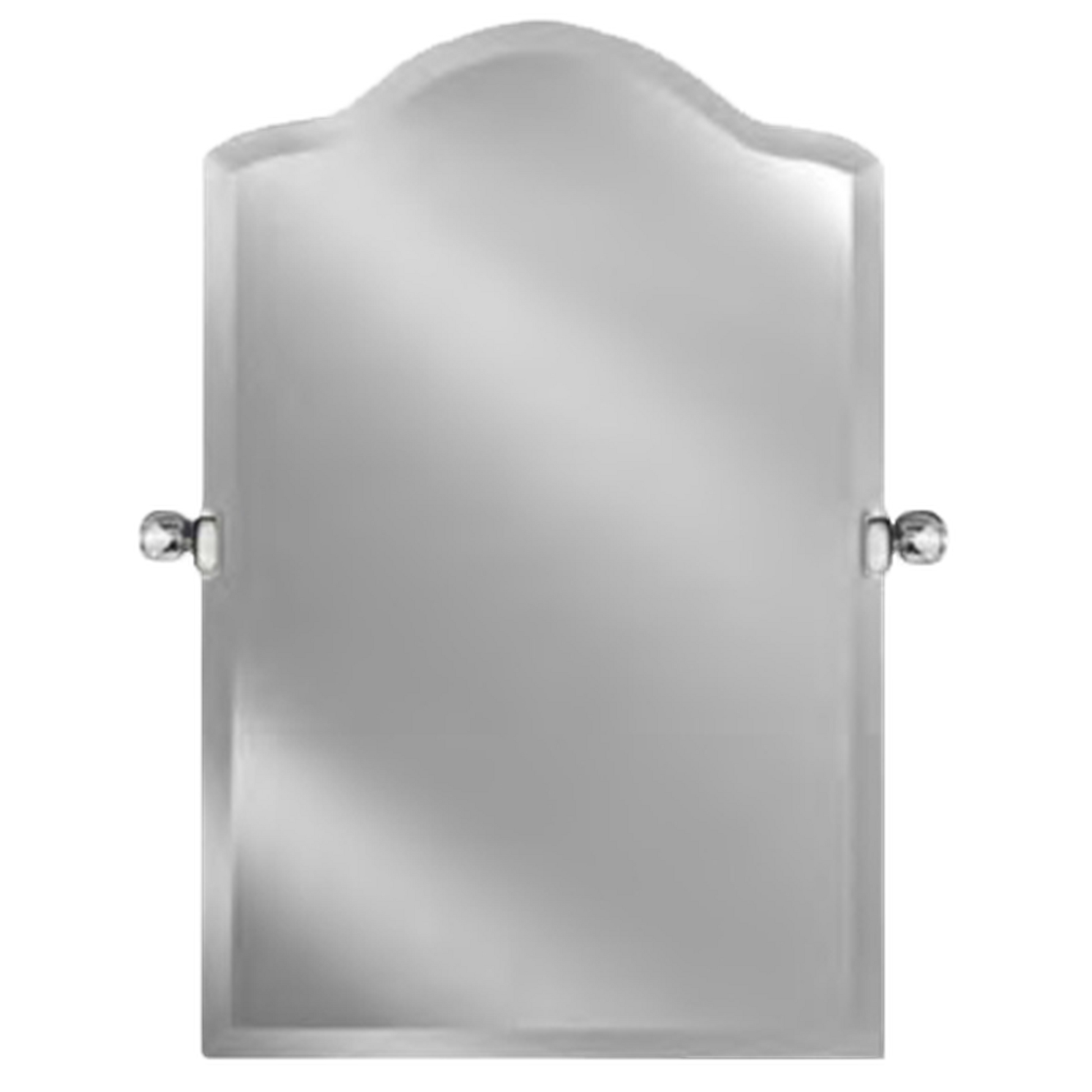 Afina Radiance 16" x 25" Scallop Top Frameless Beveled Wall Mirror With Polished Chrome Contemporary Tilt Bracket