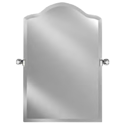 Afina Radiance 16" x 25" Scallop Top Frameless Beveled Wall Mirror With Polished Chrome Contemporary Tilt Bracket