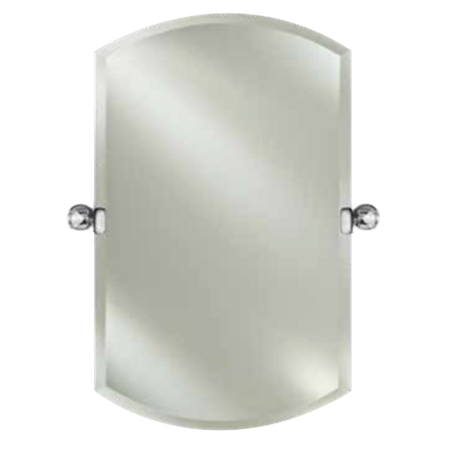 Afina Radiance 16" x 26" Double Arch Frameless Beveled Wall Mirror With Satin Nickel Contemporary Tilt Bracket