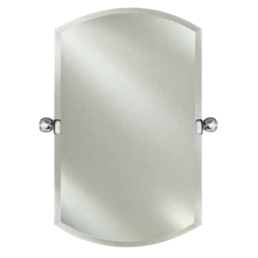 Afina Radiance 16" x 26" Double Arch Frameless Beveled Wall Mirror With Satin Nickel Contemporary Tilt Bracket