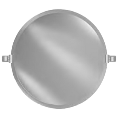 Afina Radiance 18" Round Frameless Beveled Wall Mirror With Polished Chrome Contemporary Tilt Bracket