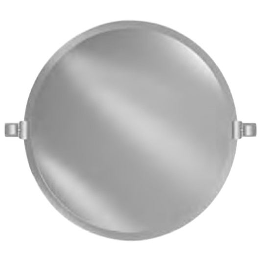 Afina Radiance 18" Round Frameless Beveled Wall Mirror With Polished Chrome Contemporary Tilt Bracket