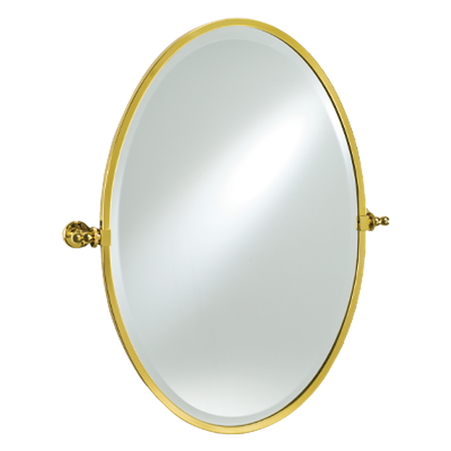 Afina Radiance 18" x 26" Polished Brass Oval Framed Bevel Mirror With Gear Style Tilt Mounting Bracket