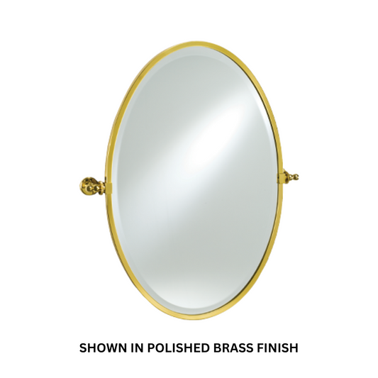 Afina Radiance 18" x 26" Polished Chrome Oval Framed Bevel Mirror With Gear Style Tilt Mounting Bracket