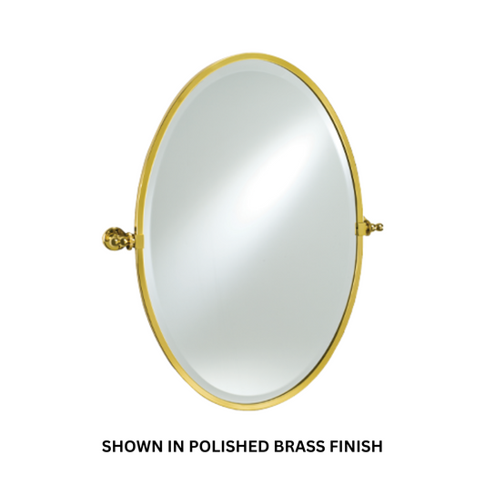 Afina Radiance 18" x 26" Satin Nickel Oval Framed Bevel Mirror With Gear Style Tilt Mounting Bracket